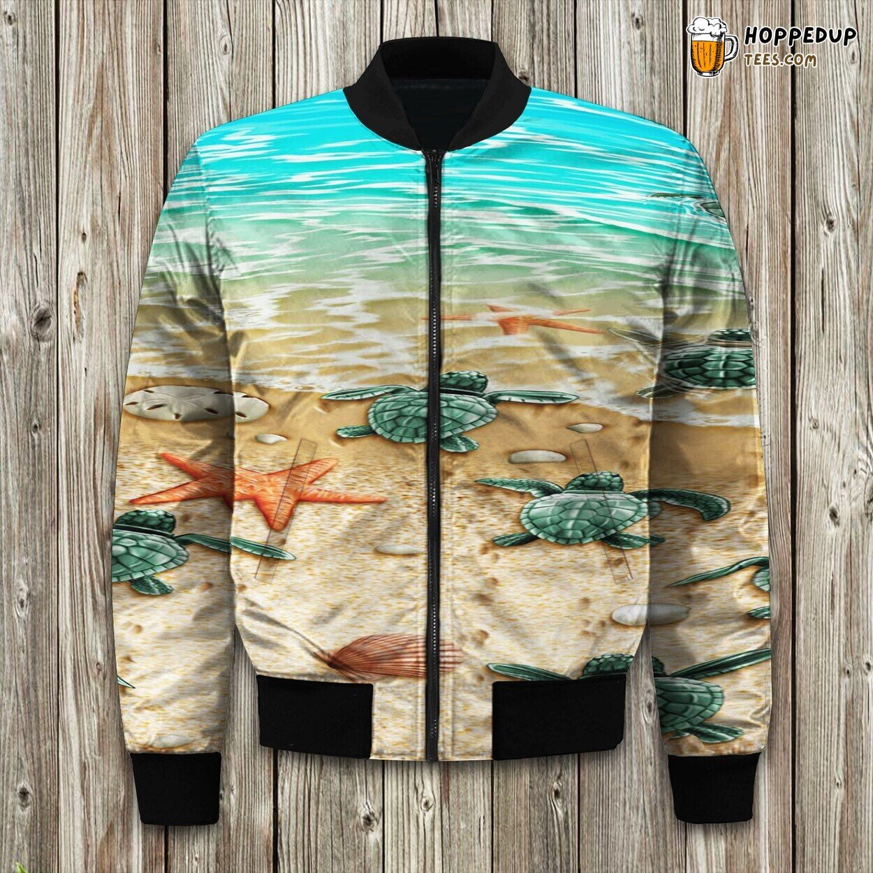 Baby Turtles On The Beach Runner Carpet Bomber Jacket