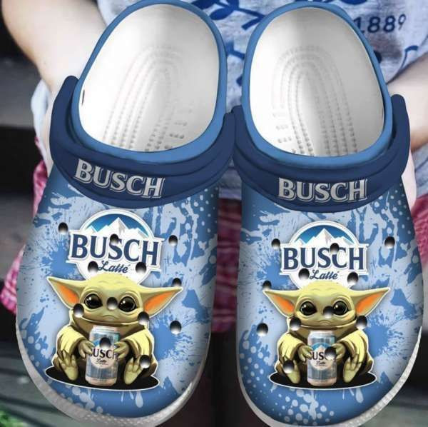 Baby Yoda Busch Latte Beer Crocband Clog Shoes HU