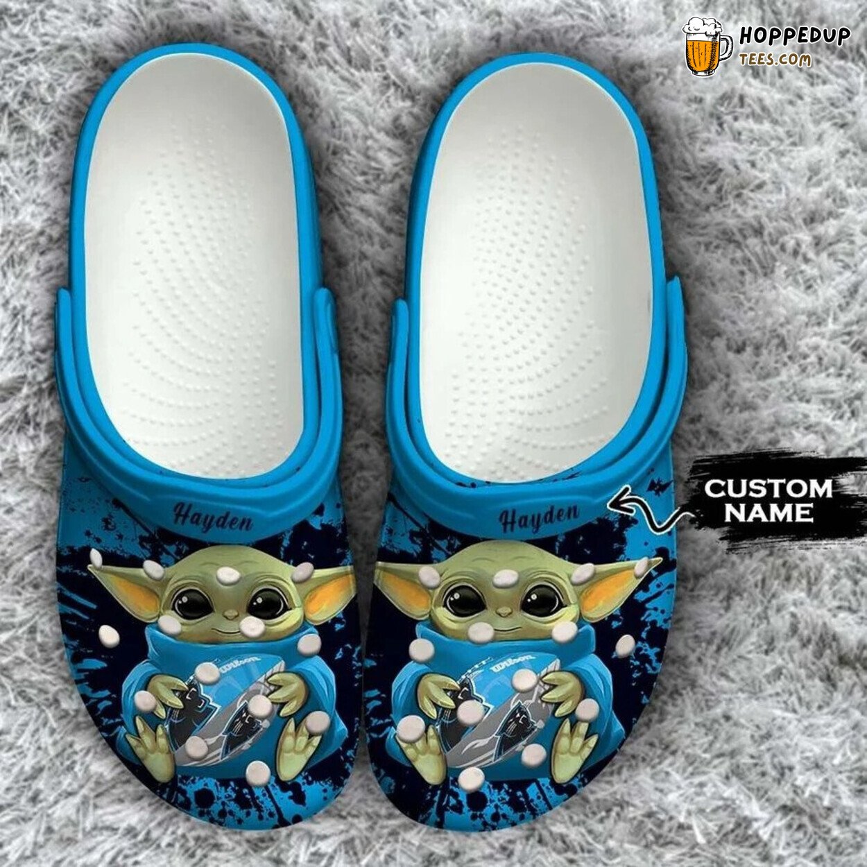 Baby Yoda Carolina Panthers Custom Name Themed Comfortable Clogs