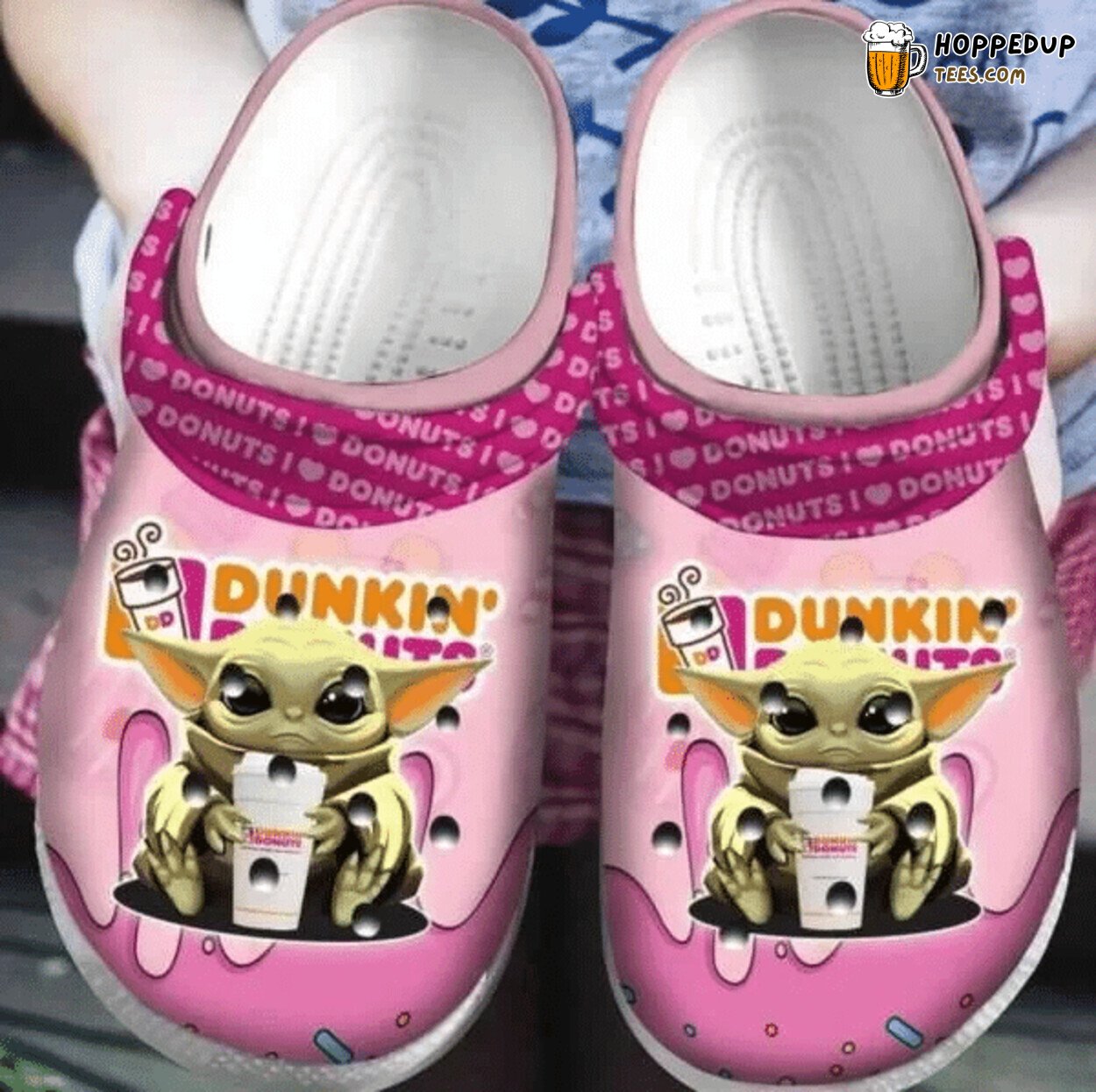 Baby Yoda Dunkin Donuts Love Themed Comfortable Clog Shoes Fun