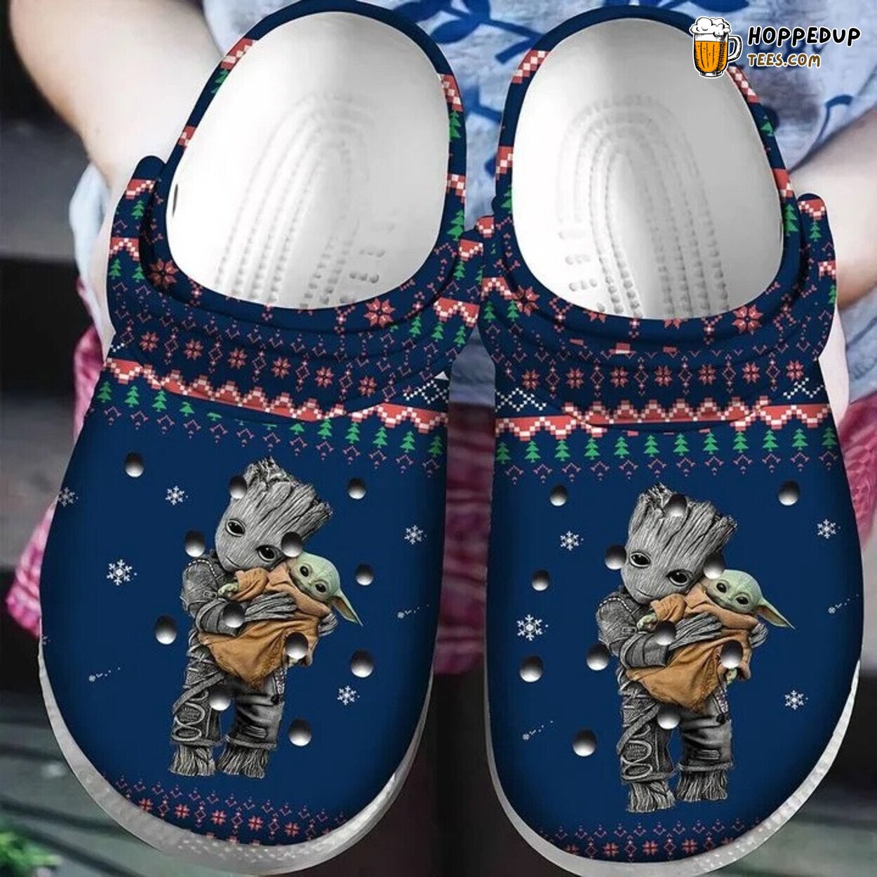 Baby Yoda Groot Ugly Christmas Pattern Unique Clog Shoes
