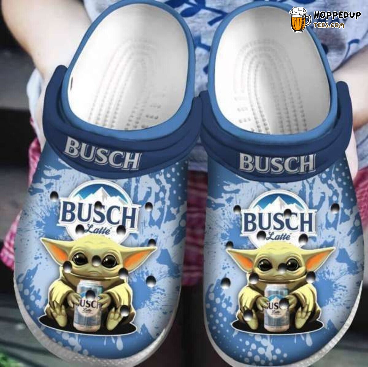 Baby Yoda Hug Busch Latte Themed Comfortable Unique Design Clogs