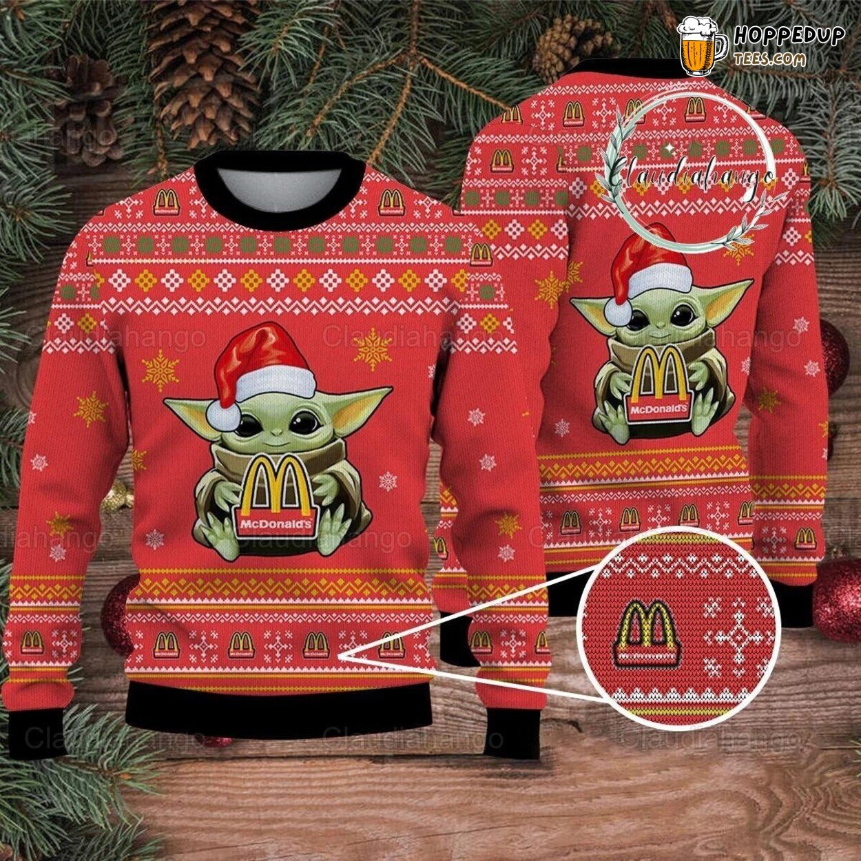 Baby Yoda McDonald Ugly Christmas Sweater Festive Holiday Design