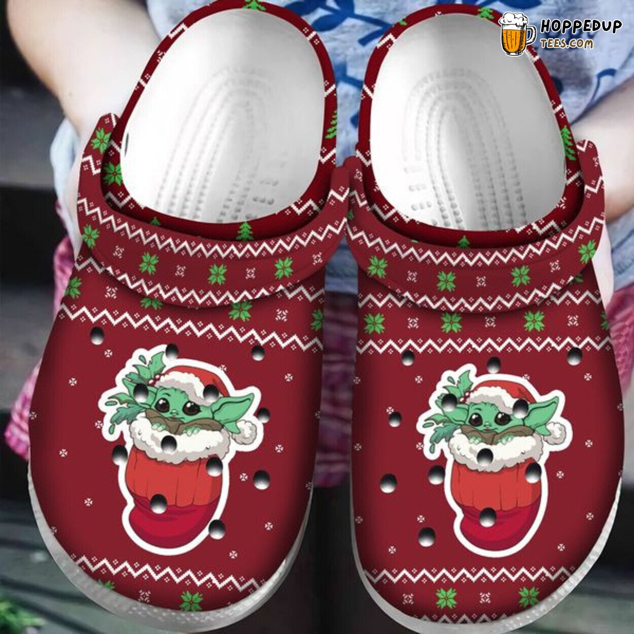 Baby Yoda Socks Ugly Christmas Pattern Themed Clog Shoes