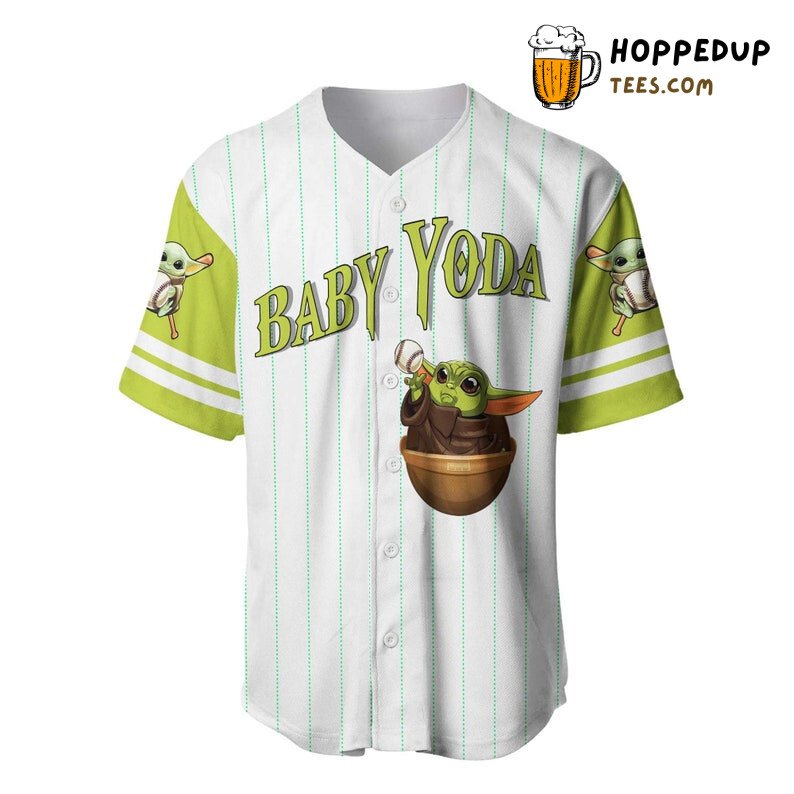 Baby Yoda Star Wars All Over Print Pinstripe Baseball Jersey White Unisex Jersey Shirt