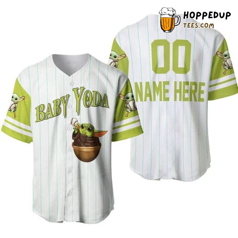 Baby Yoda Star Wars Pinstripe Baseball Jersey White Unisex