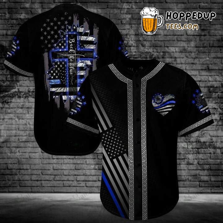 Back The Blue Baseball Tee Jersey Shirt Printed 3D