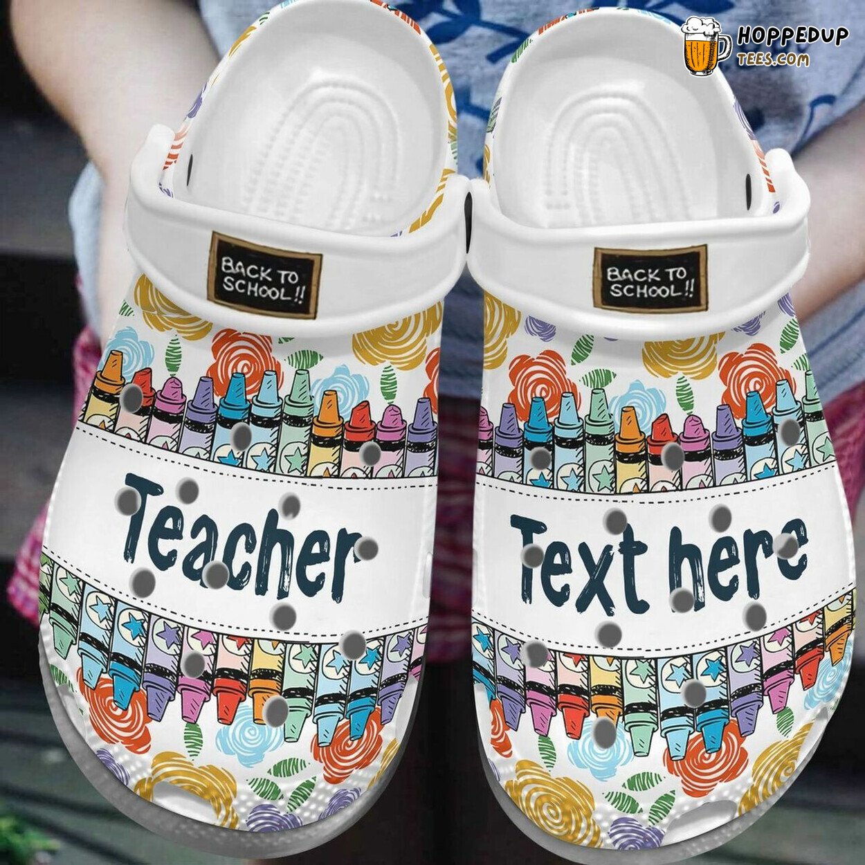 Back To School Teacher Crayon Pencils Personalized Name Clogs
