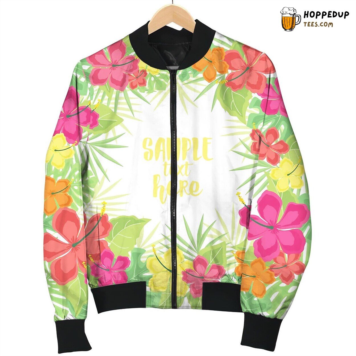Background With Tropical Flowers Bomber Jacket