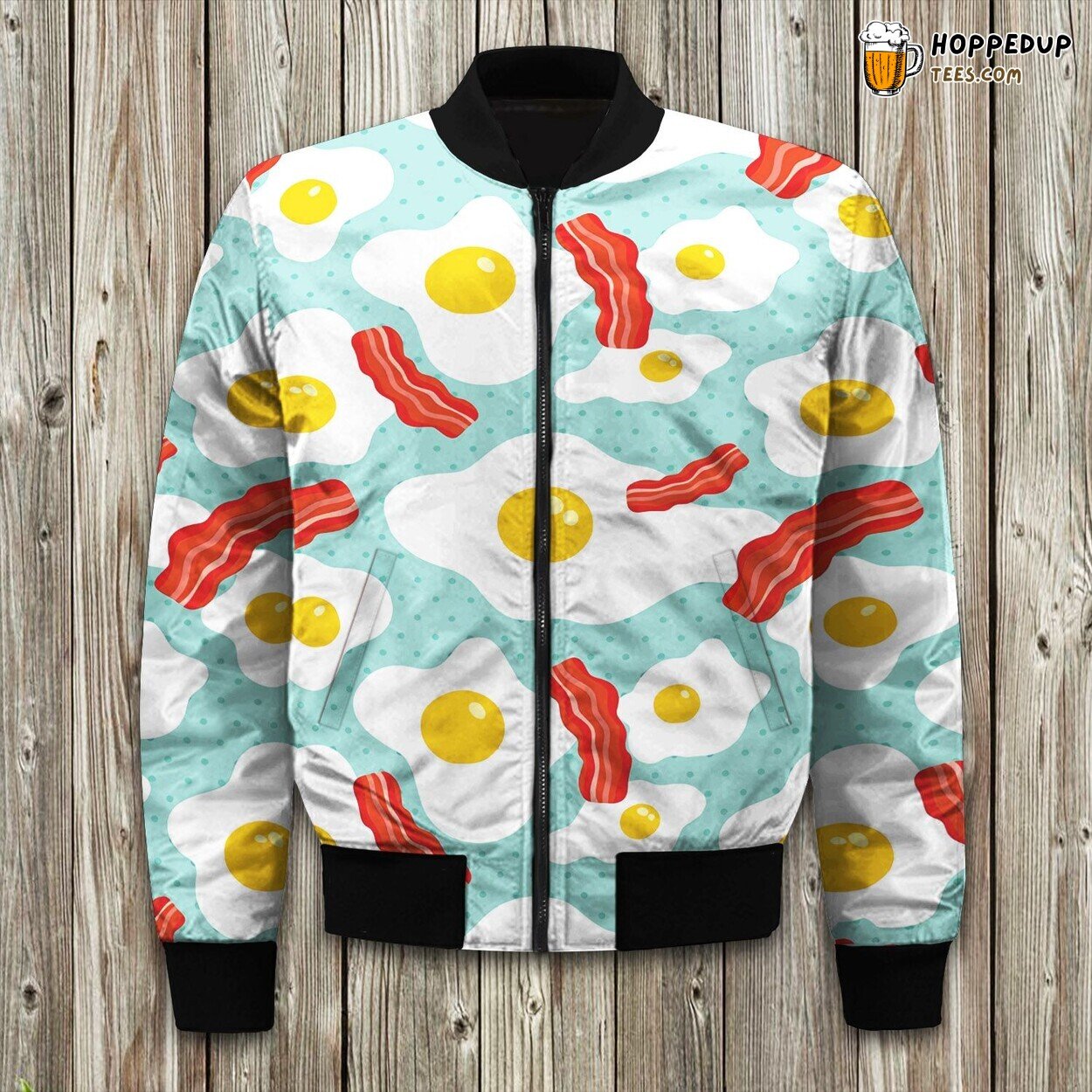Bacon Egg Pattern Bomber Jacket