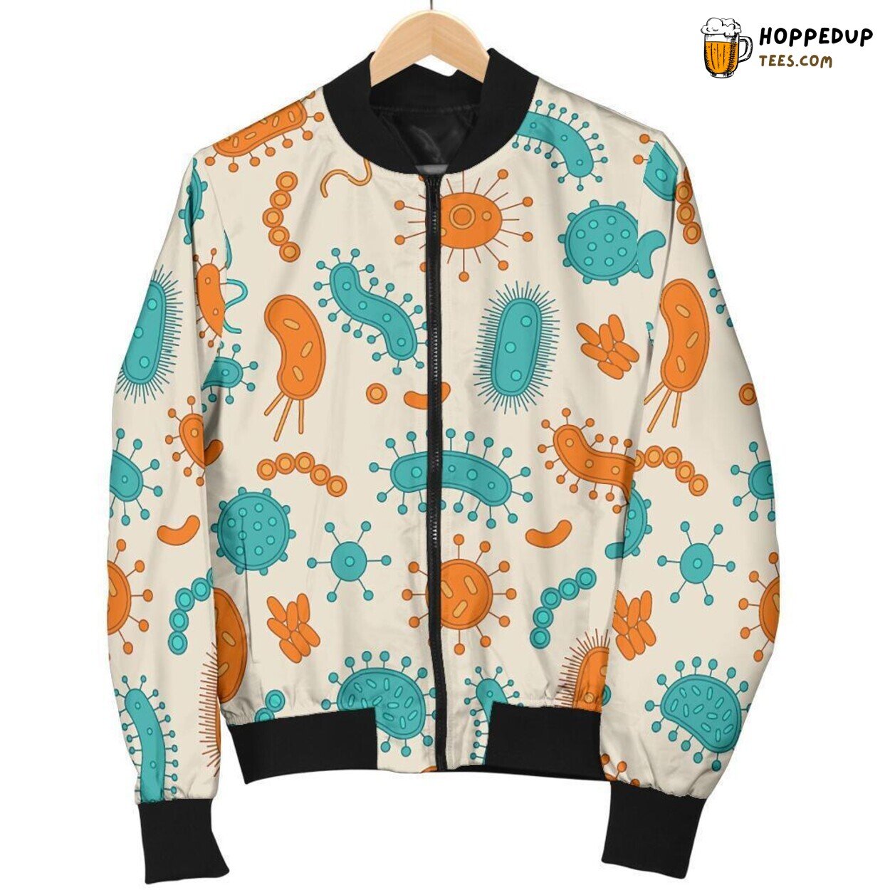 Bacteria and Virus Themed Print Pattern Men’s Bomber Jacket Bacteria and Virus Themed Print Pattern Men’s Bomber Jacket