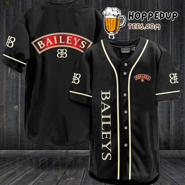 Baileys Irish Whiskey Themed Black Baseball Jersey Distinctive Design Look
