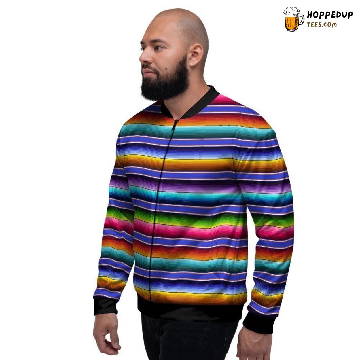 Baja Serape Mexican Unique Design Men’s Bomber Jacket Traditional Pattern Art