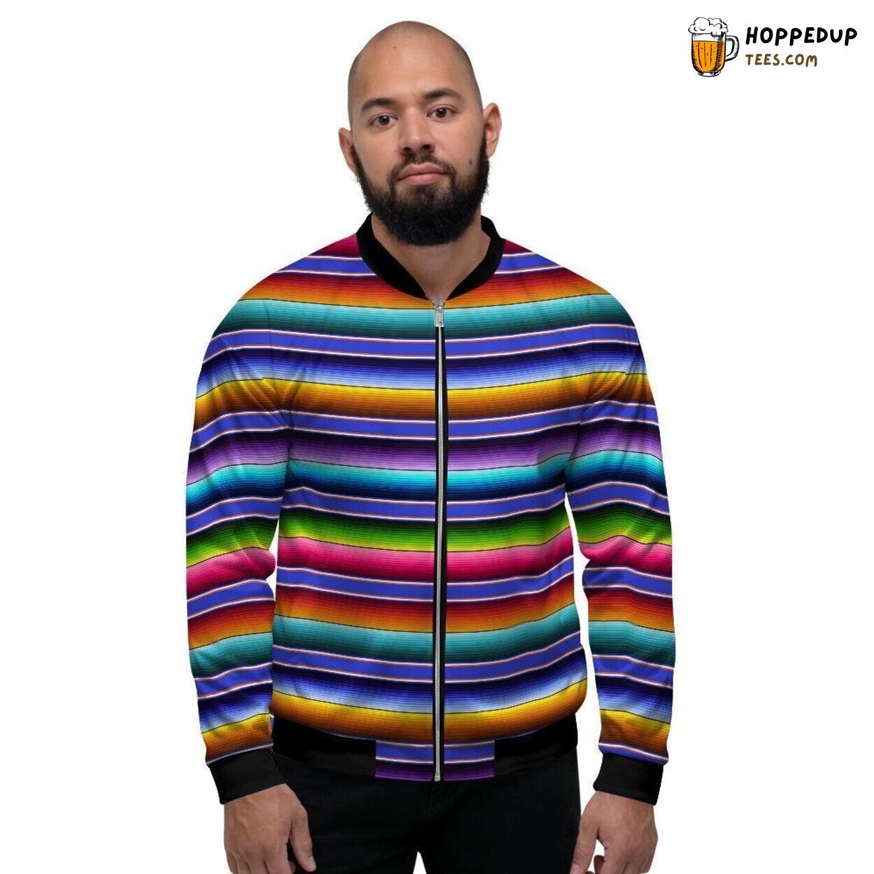 Baja Serape Mexican Unique Design Men’s Bomber Jacket Traditional Pattern Art