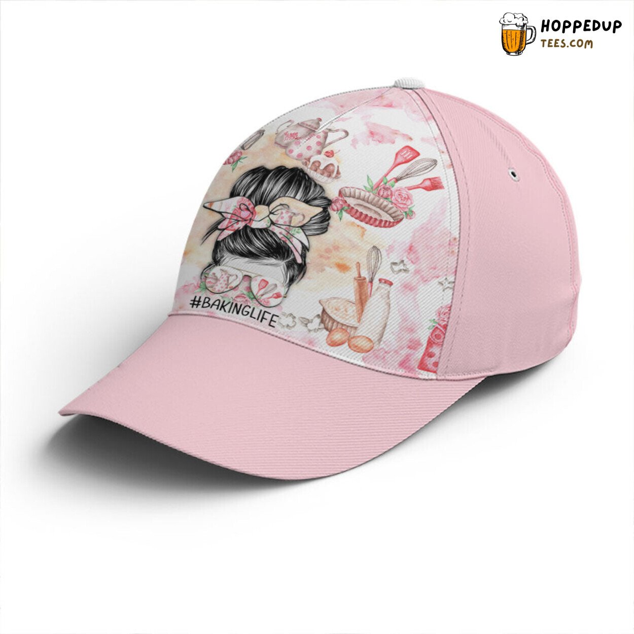 Baking Enthusiast Pinky Life Bun Hair Mom Unique Design Baseball Cap
