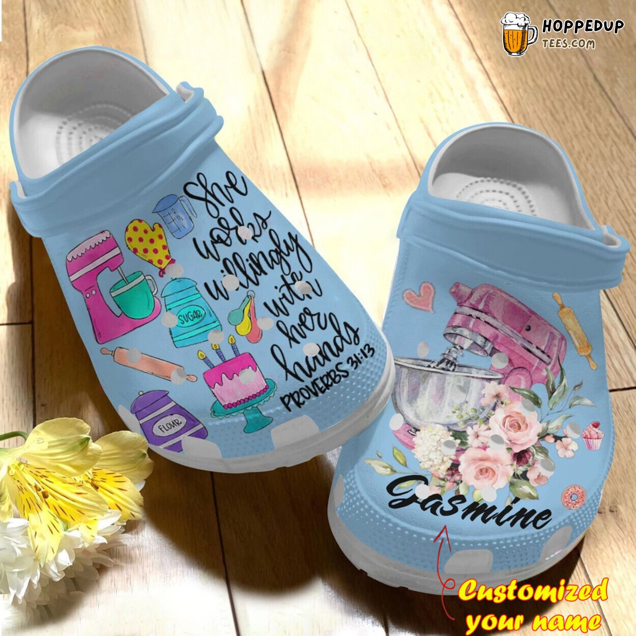 Baking Personalized She Works Willingly Themed Clog Shoes for Bakers