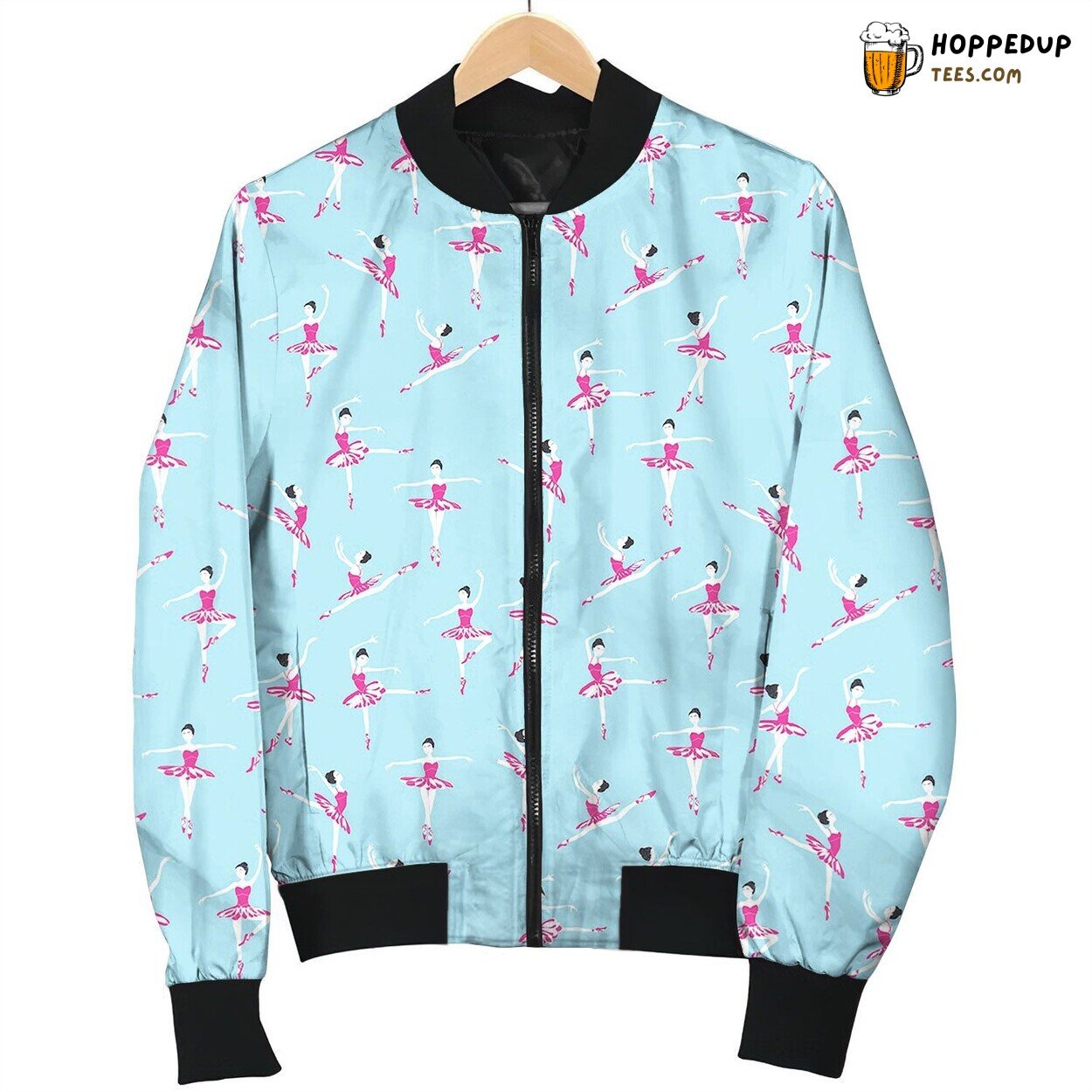 Ballet Dancer Blue Background Bomber Jacket