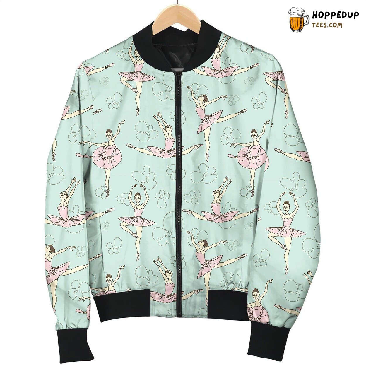 Ballet Dancer Mint Background Bomber Jacket