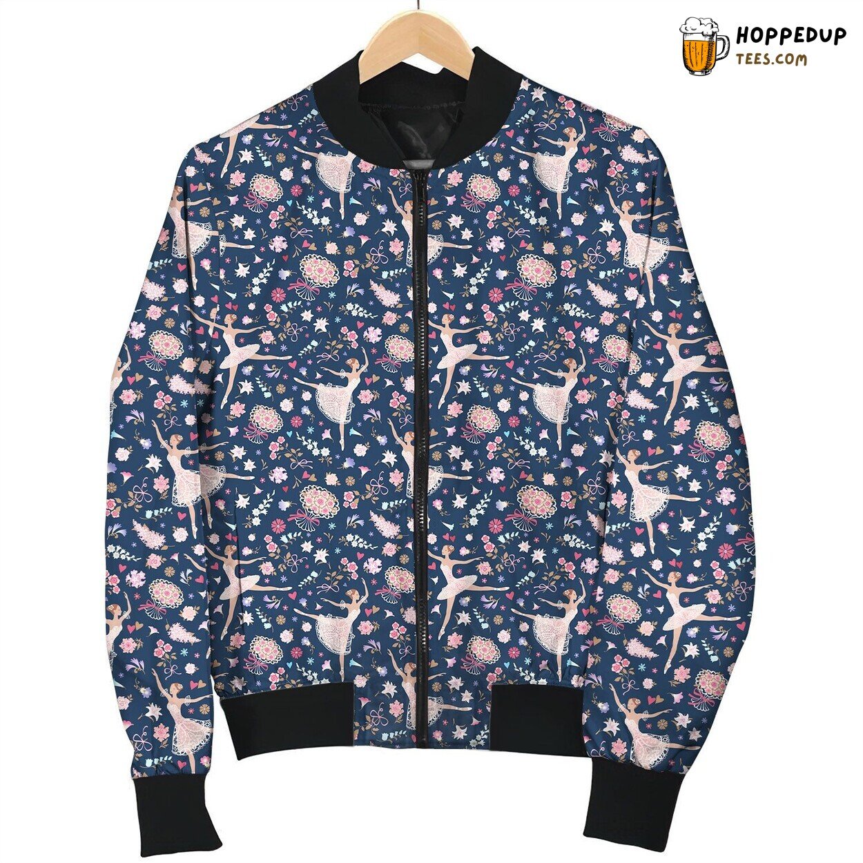 Ballet Dancers Pink On Night Bomber Jacket
