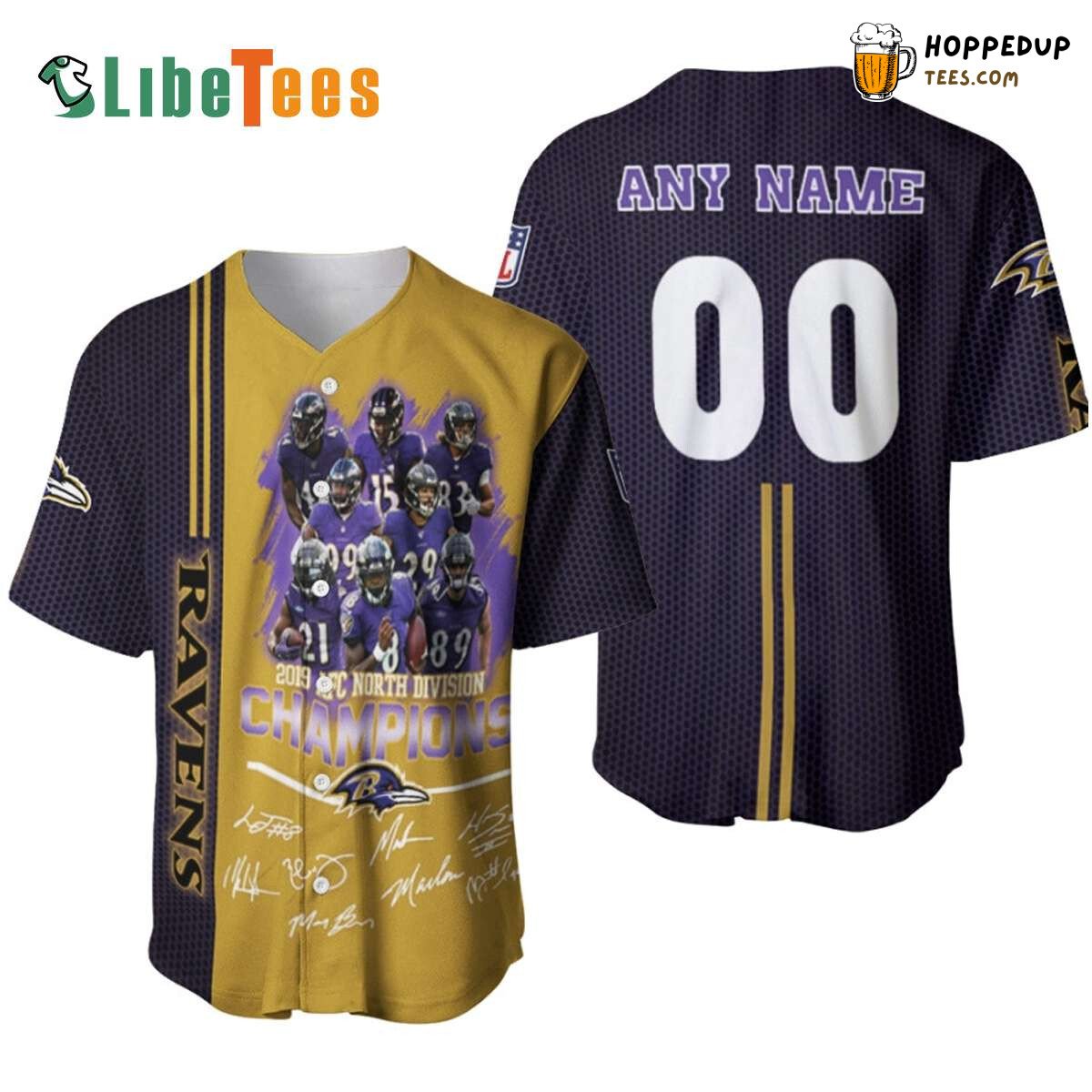 Baltimore Ravens 2019 AFC North Champions Baseball Jersey Gift