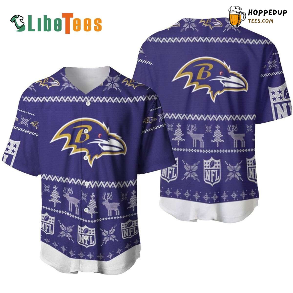 Baltimore Ravens Baseball Jersey Christmas Pattern Perfect Gifts For Your Loved Ones Jersey Shirt