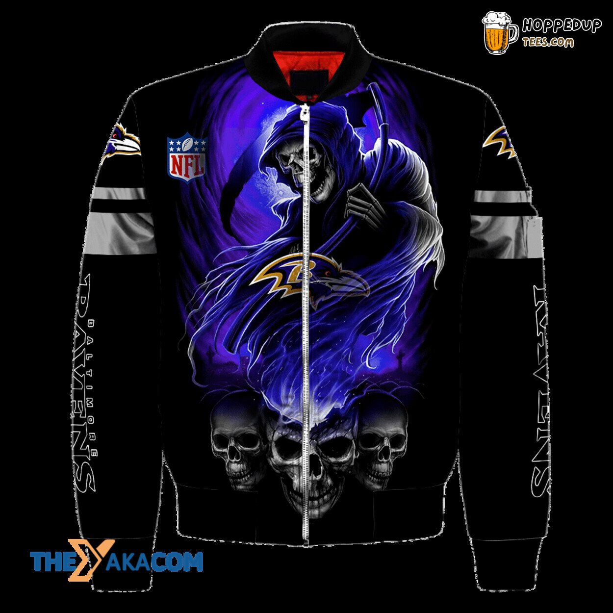 Baltimore Ravens Death God Skull Football Bomber Jacket Christmas Gift Edition
