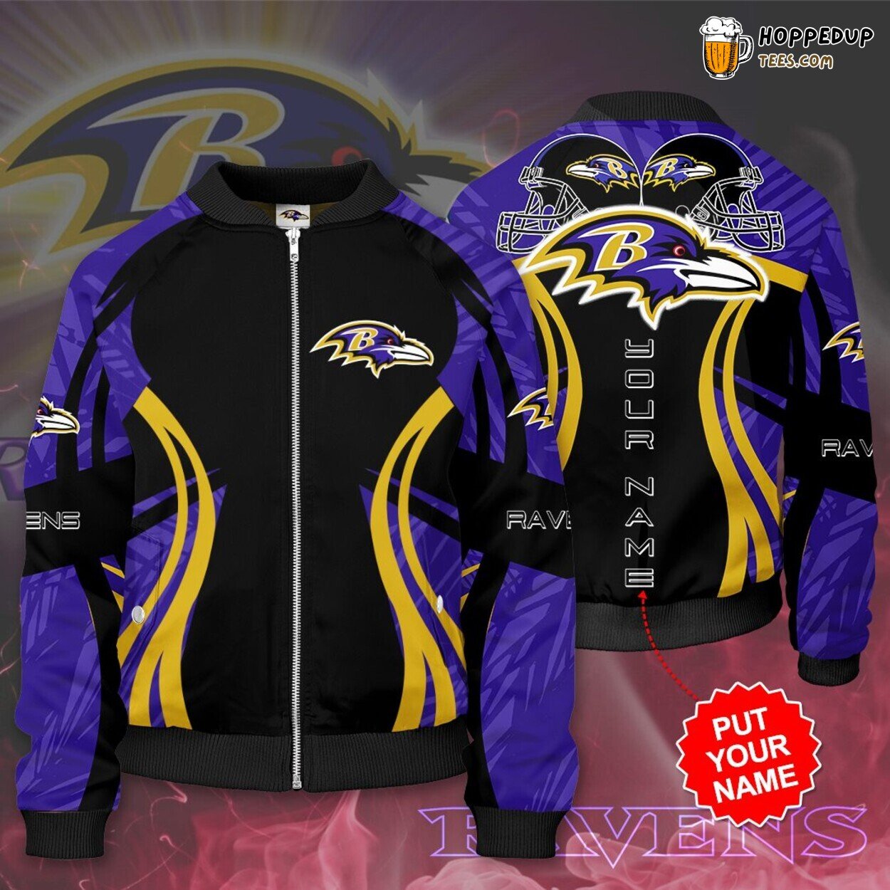 Baltimore Ravens Exclusive Personalized BR Design Bomber Jacket