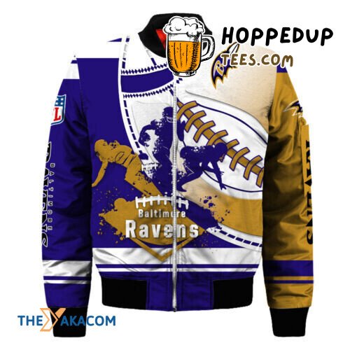 Baltimore Ravens Football Player Art Bomber Jacket Christmas Fan Gift