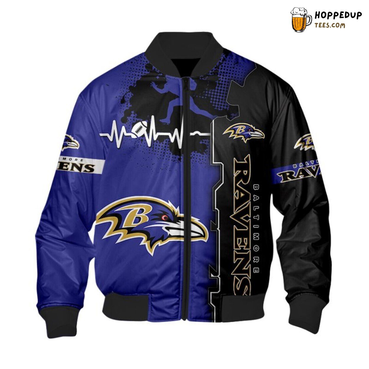 Baltimore Ravens Heart ECG Line Design Bomber Jacket Unique