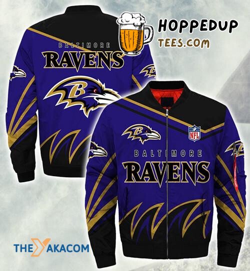 Baltimore Ravens Logo Black Purple Bomber Jacket Christmas Outerwear Gift