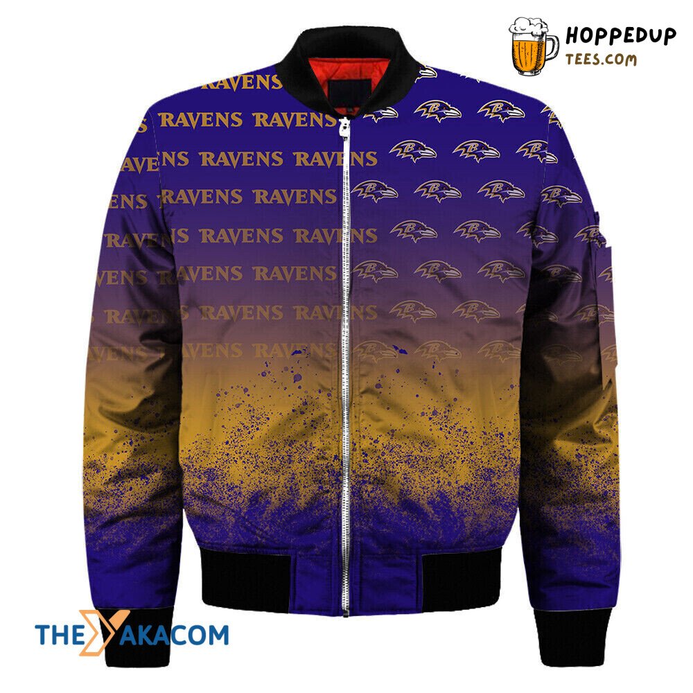 Baltimore Ravens Logo Fly Ravens Football Bomber Jacket Christmas Fan Gift