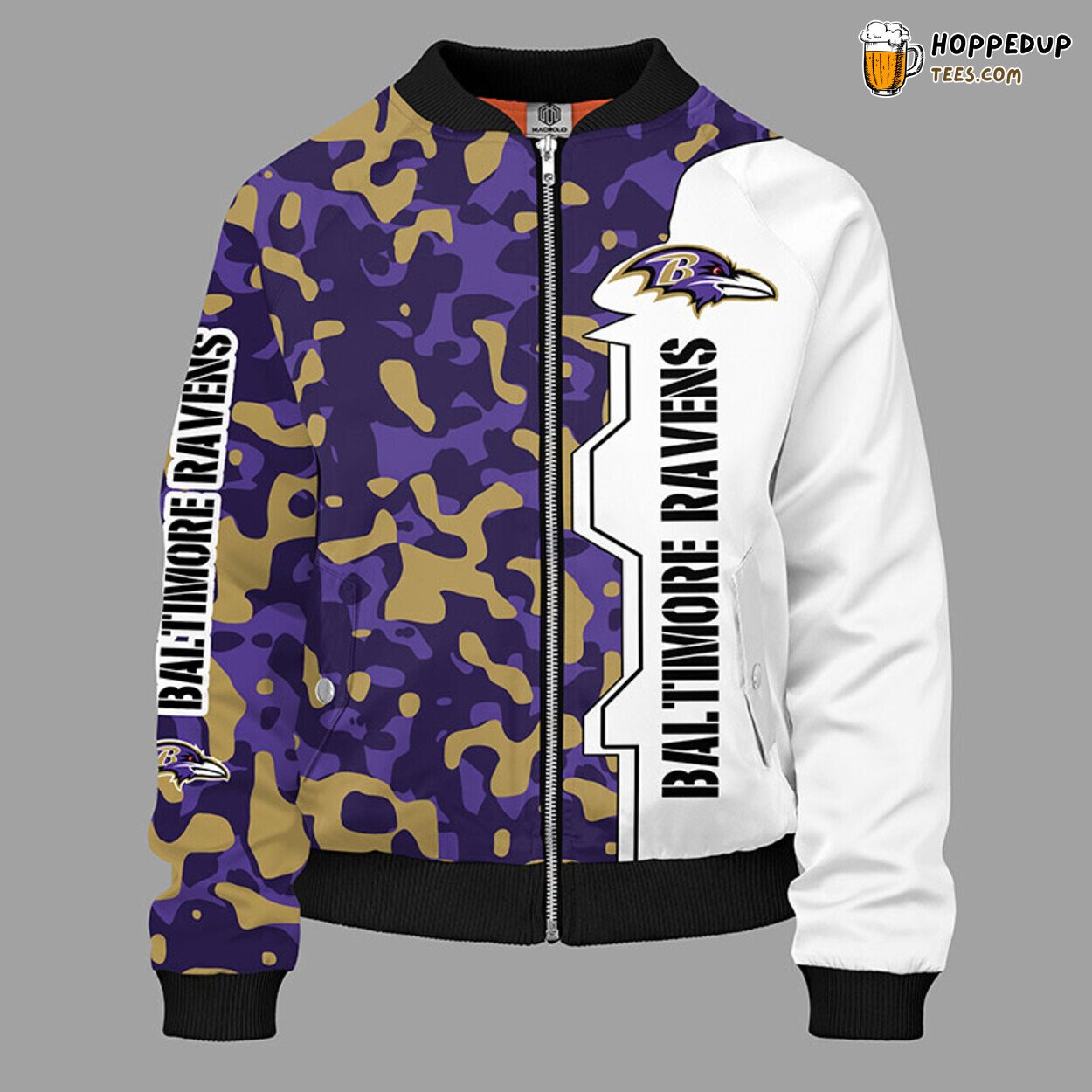 Baltimore Ravens NFL Camouflage Violet Bomber Jacket Design