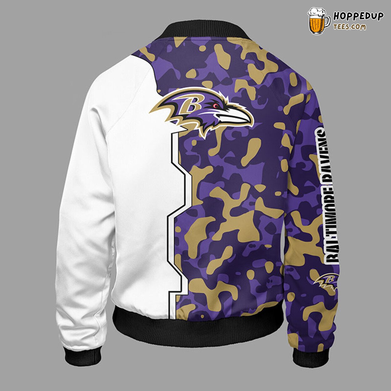 Baltimore Ravens NFL Camouflage Violet Bomber Jacket Design