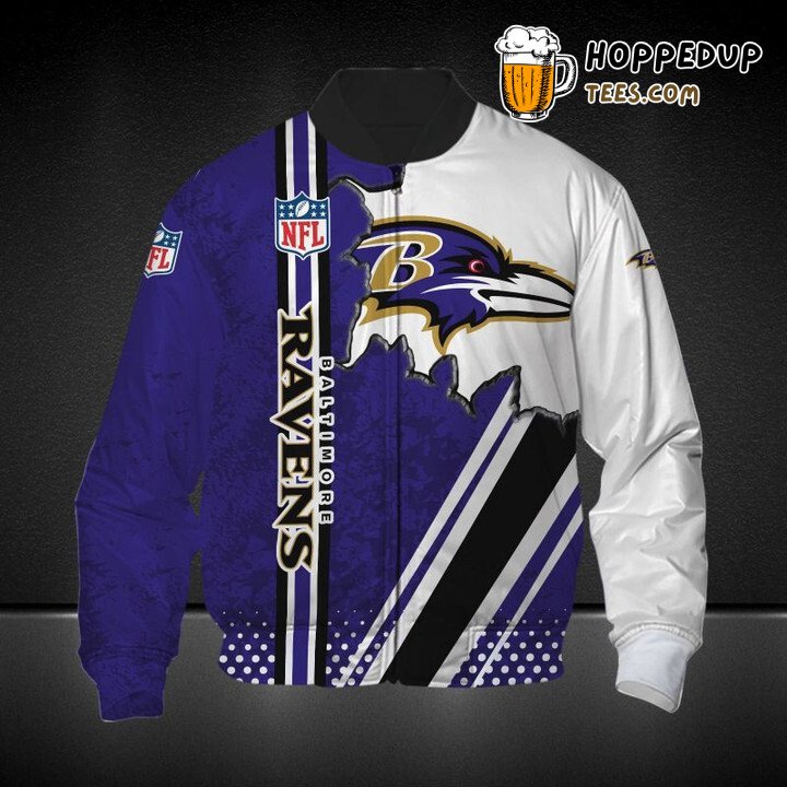 Baltimore Ravens NFL Elegant Purple White Bomber Jacket Style