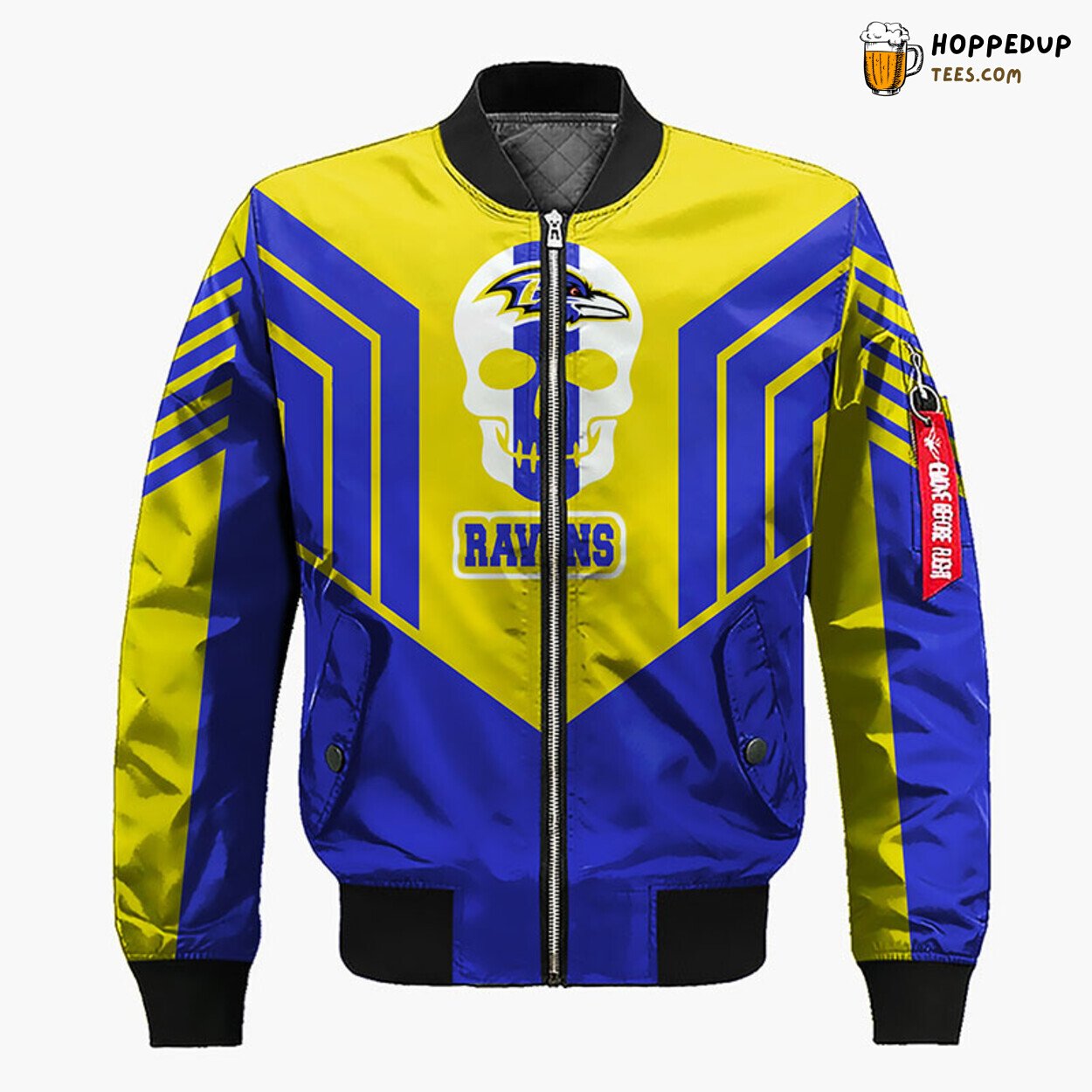 Baltimore Ravens NFL Yellow Blue Unisex Bomber Jacket Distinct Baltimore Ravens NFL Yellow Blue Unisex Bomber Jacket Distinct
