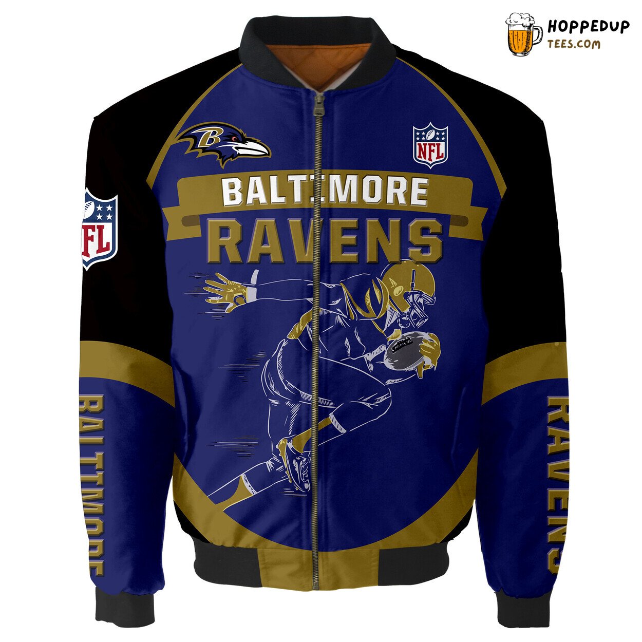 Baltimore Ravens Running Men Graphic Bomber Jacket Fan Special Gift