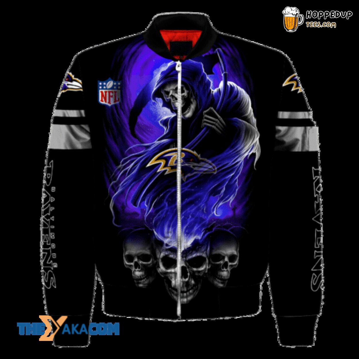 Baltimore Ravens Skull Football Bomber Jacket Christmas Gift Death God Series