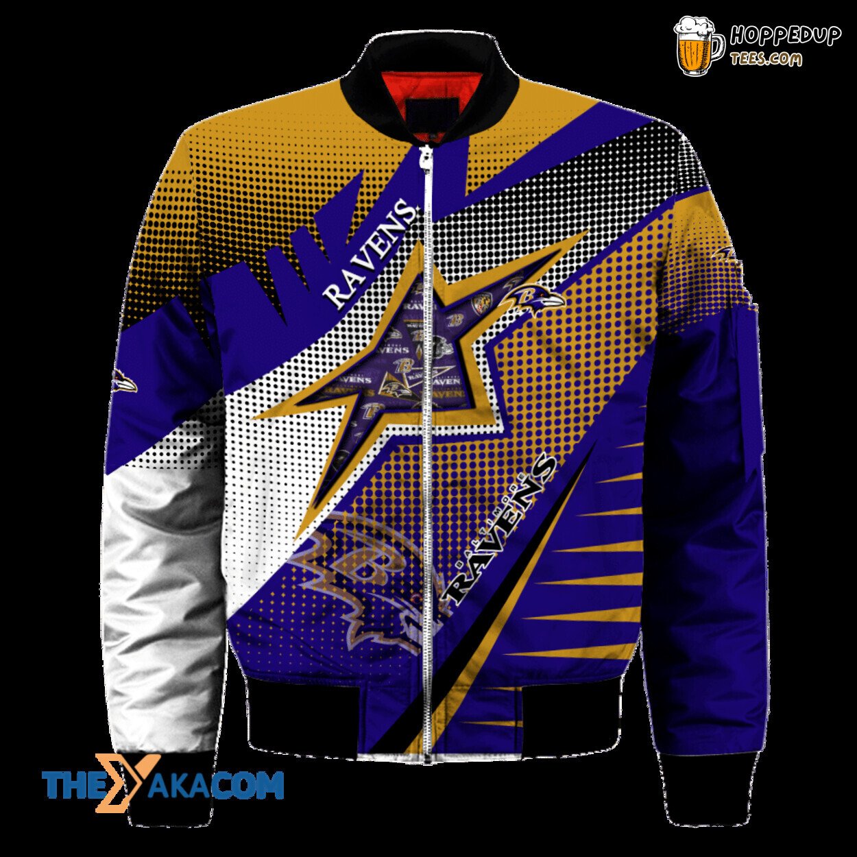 Baltimore Ravens Star Logo Dots Pattern Bomber Jacket Christmas Fan Gift