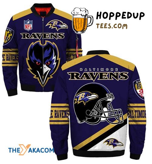 Baltimore Ravens Team Football Bomber Jacket Christmas Outerwear Fan Gift
