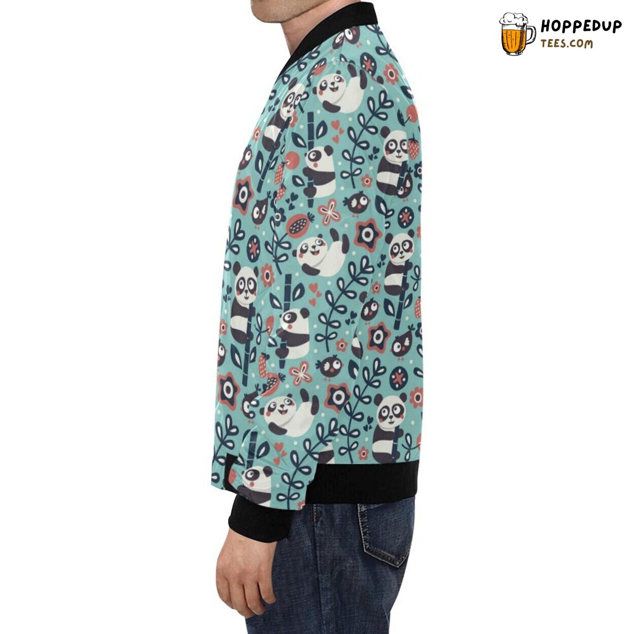 Bamboo Panda Pattern Print Men’s Bomber Jacket Unique Style