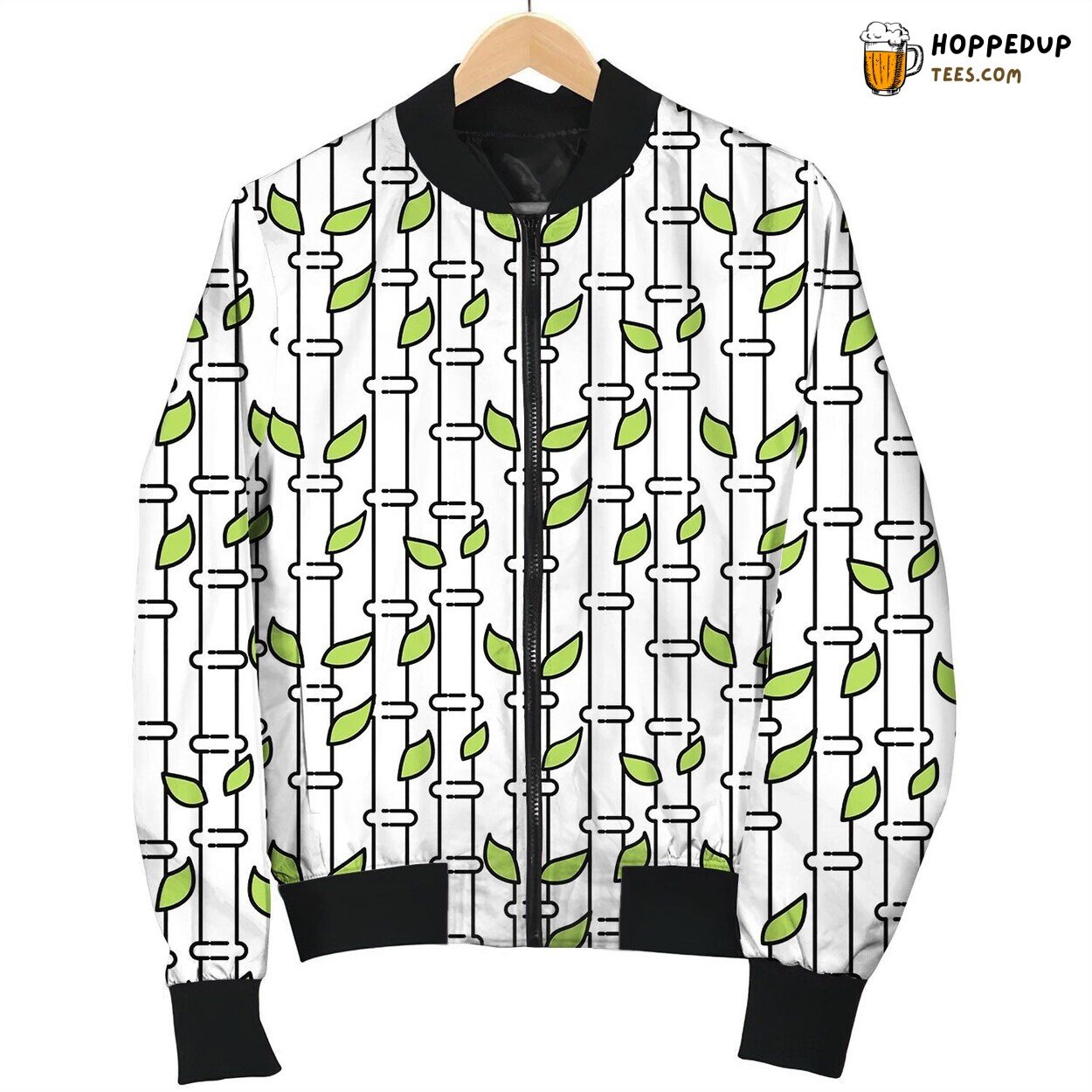Bamboo Tree Stem Seamless Pattern Bomber Jacket