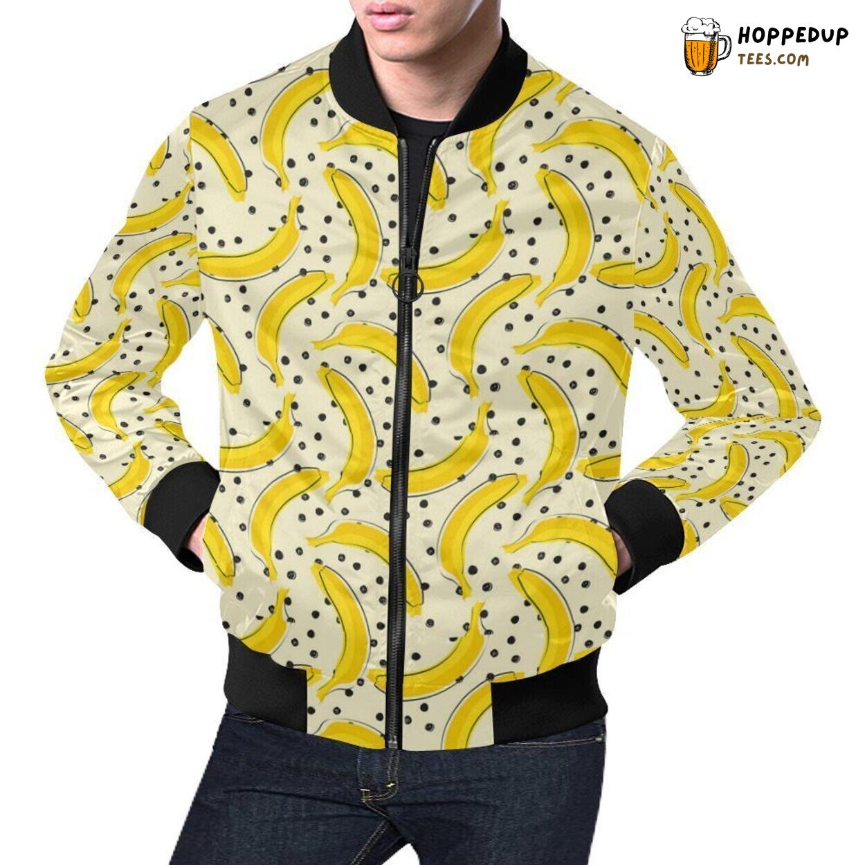 Banana Dot Unique Pattern Print Men’s Bomber Jacket Trendy Collection Banana Dot Unique Pattern Print Men’s Bomber Jacket Trendy Collection