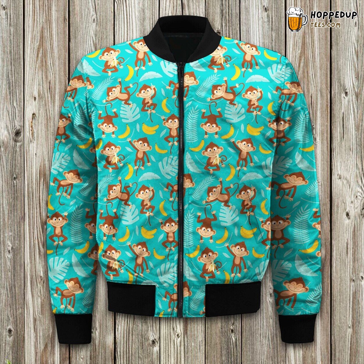 Banana Monkey Fun Winter Bomber Jacket Tailored Unique Elegance Precision