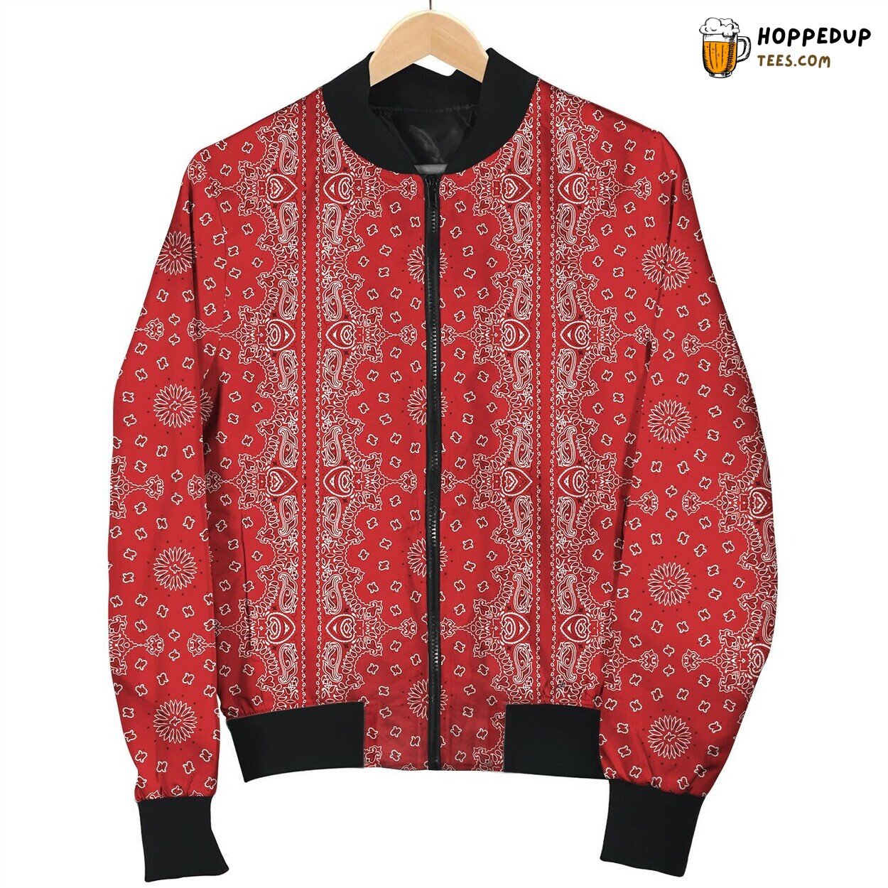 Bandana Fantasia Paisley Red Bomber Jacket