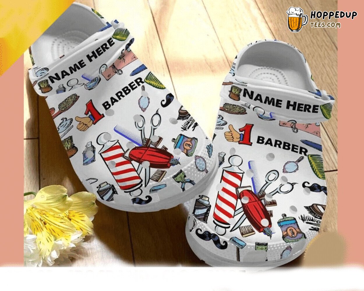 Barber Custom Name Themed Barber Shop Comfortable Clog Shoes