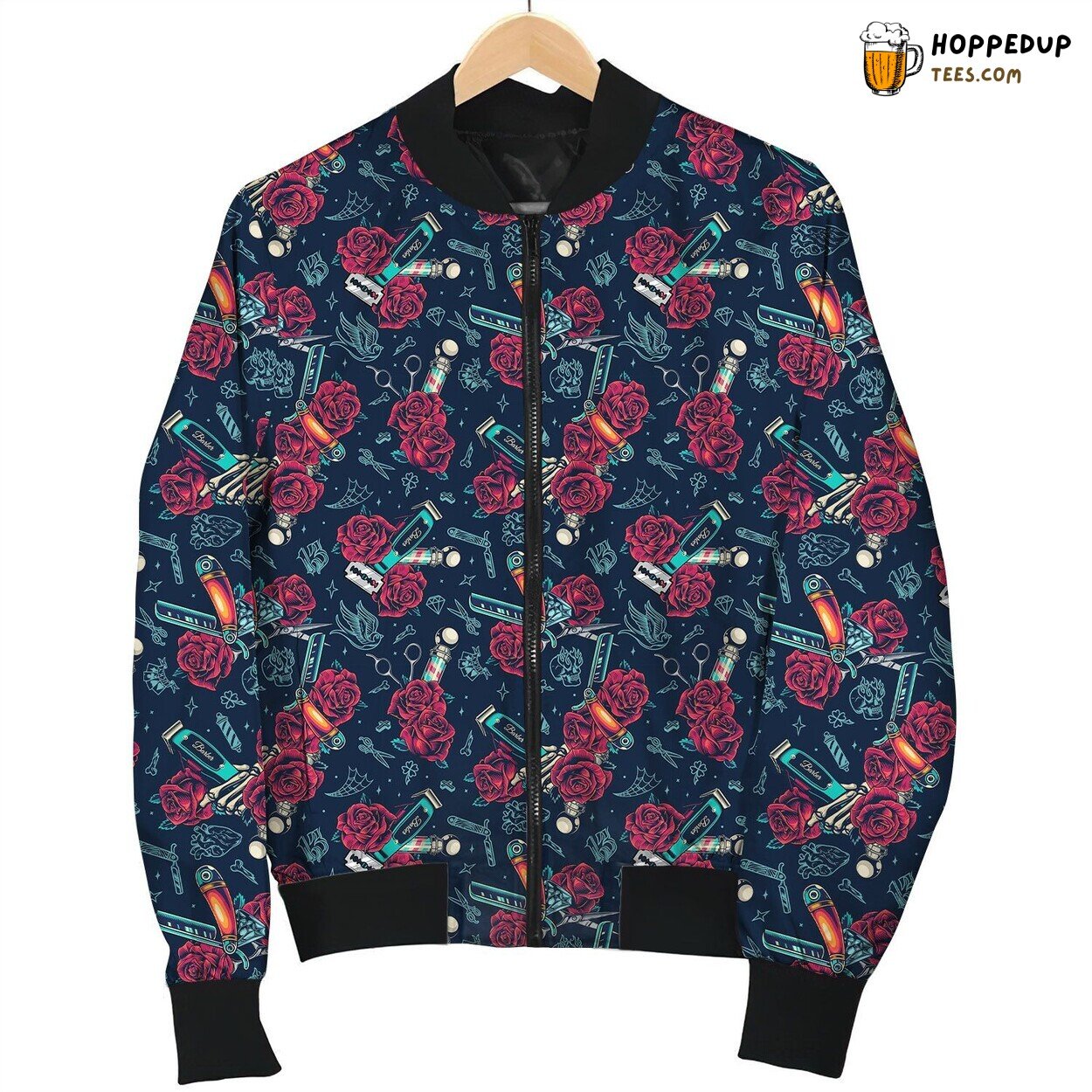 Barber Hairdresser And Rose Bomber Jacket