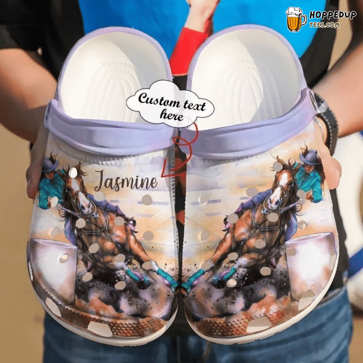 Barrel Racing Girl Personalized Classic Comfortable Unique Clogs Shoes