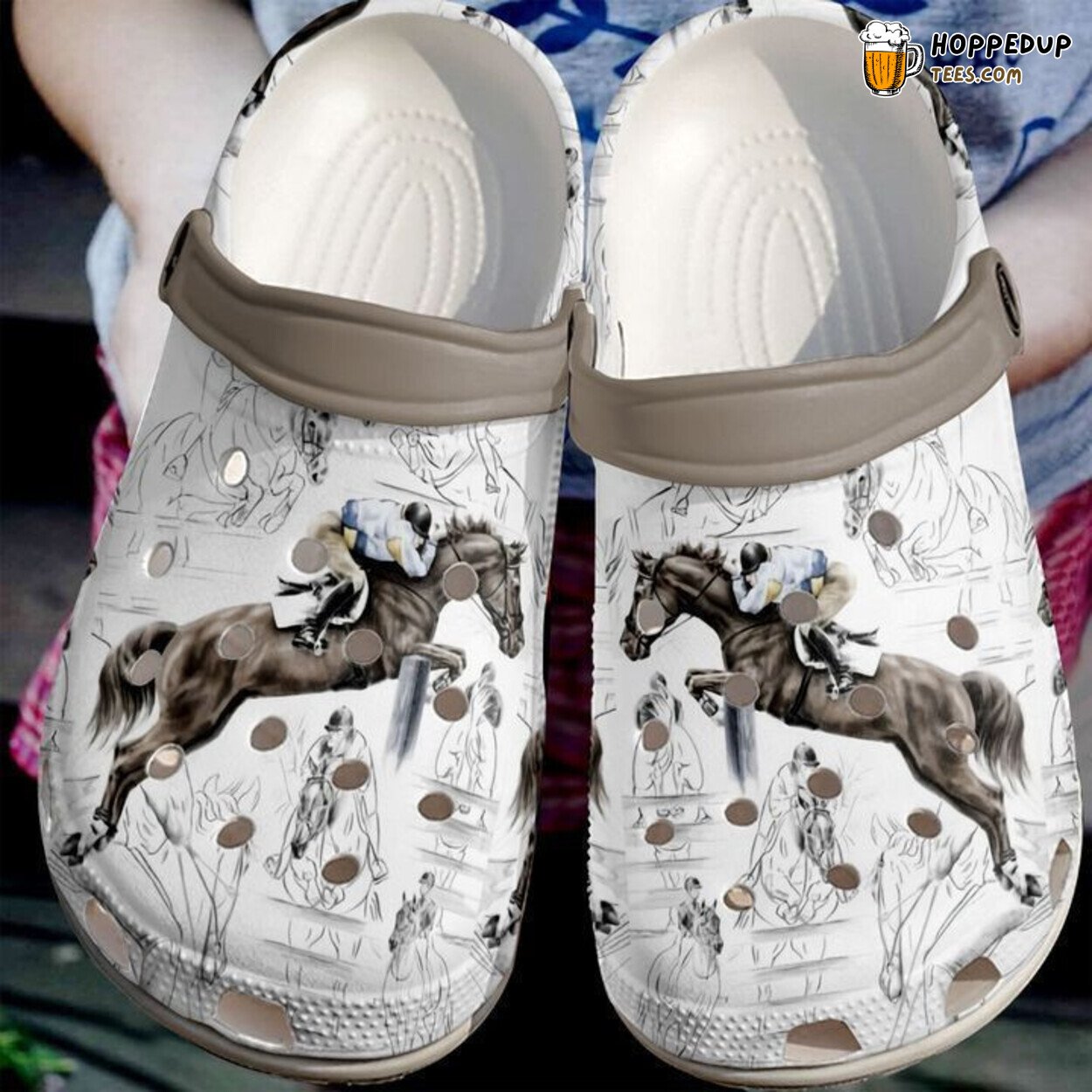Barrel Racing Jumper Horses Fences Classic Comfort Clogs Shoes