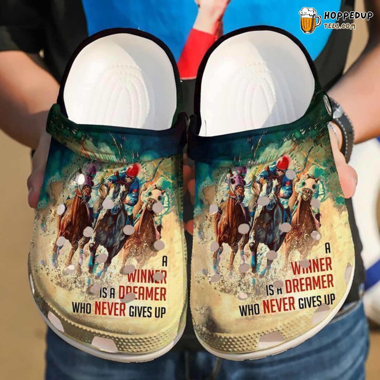 Barrel Racing Never Give Up Themed Classic Comfort Clogs Shoes