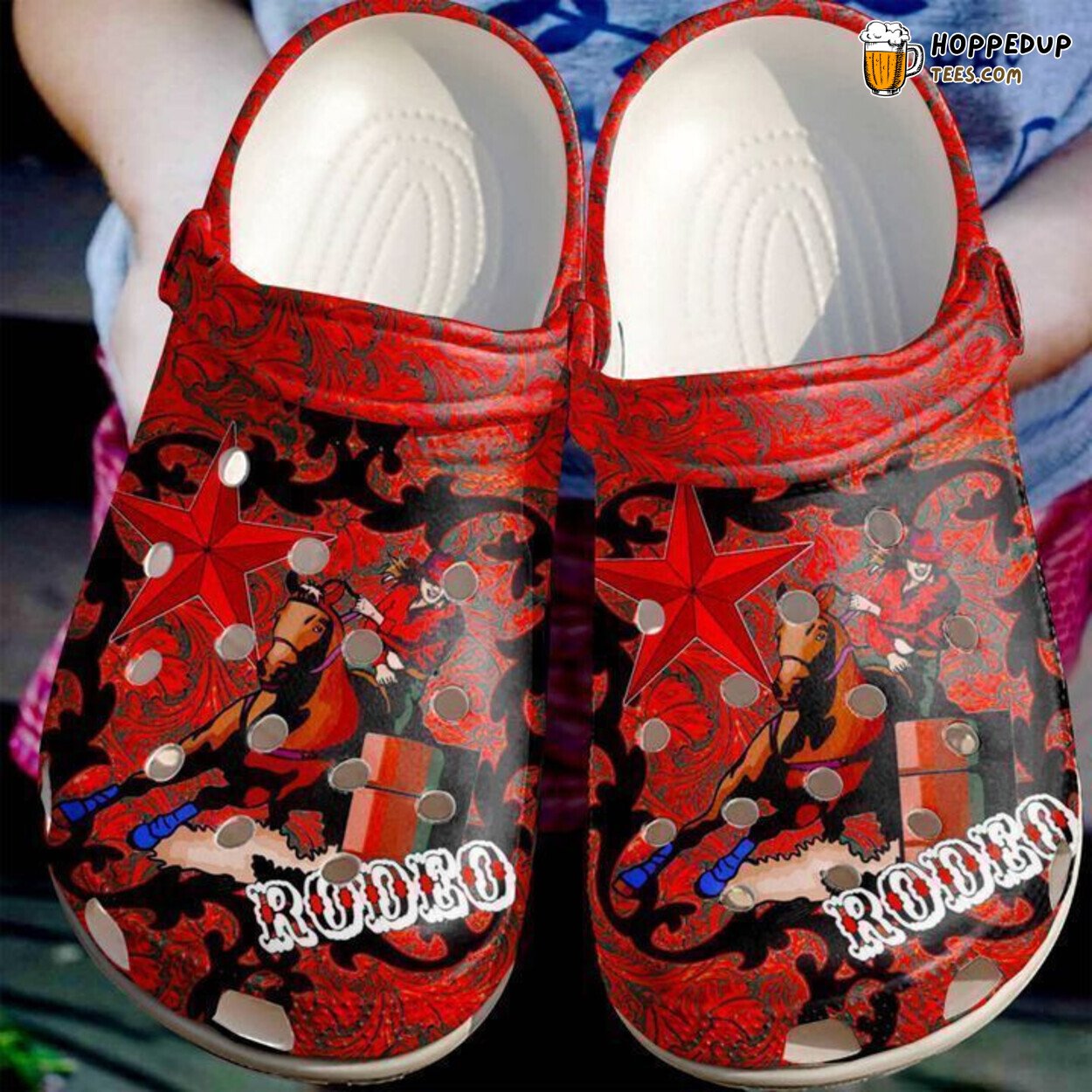Barrel Racing Rodeo Theme Classic Comfortable Clogs Shoes Western Style